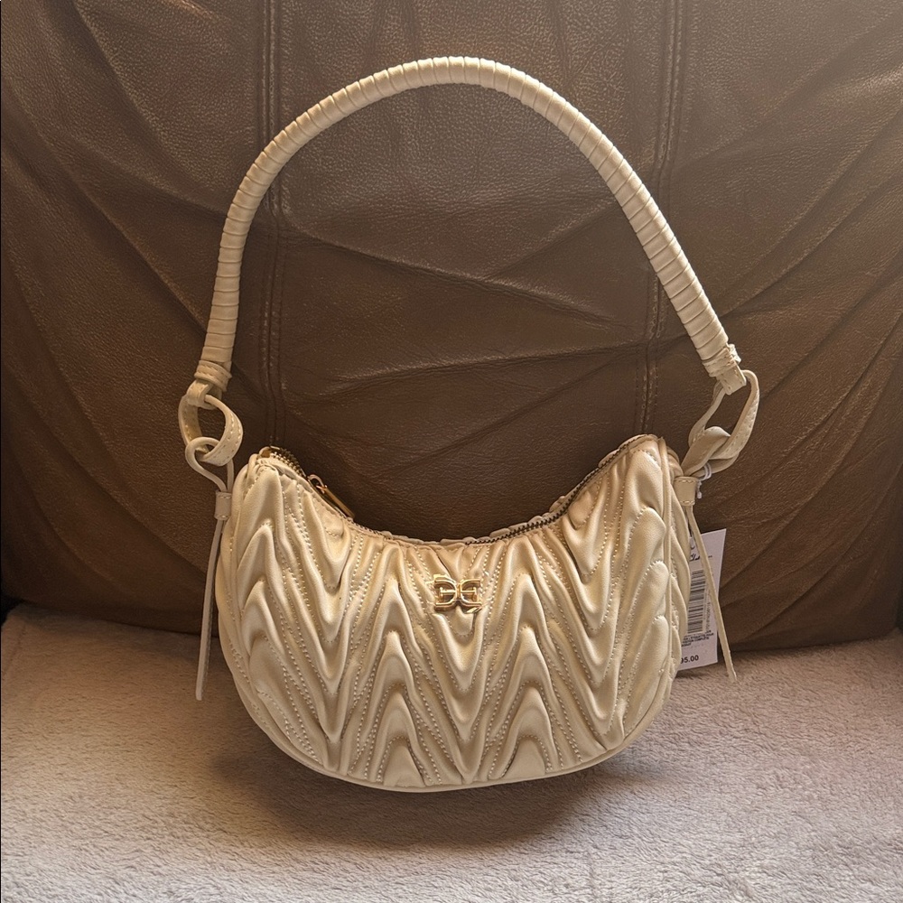 Sam Edelman Quilted Cream Shoulder Bag